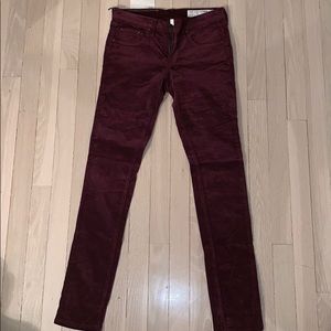 rag & bone velvet burgundy skinny pant